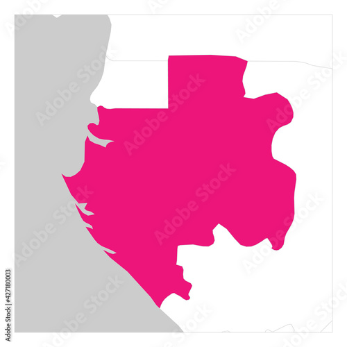 Map of Gabon pink highlighted with neighbor countries