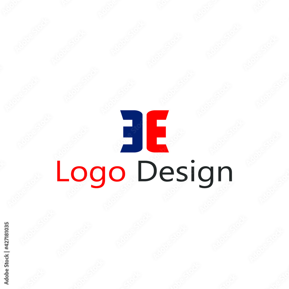two E letter logos in blue and red two E letter logos in blue and red