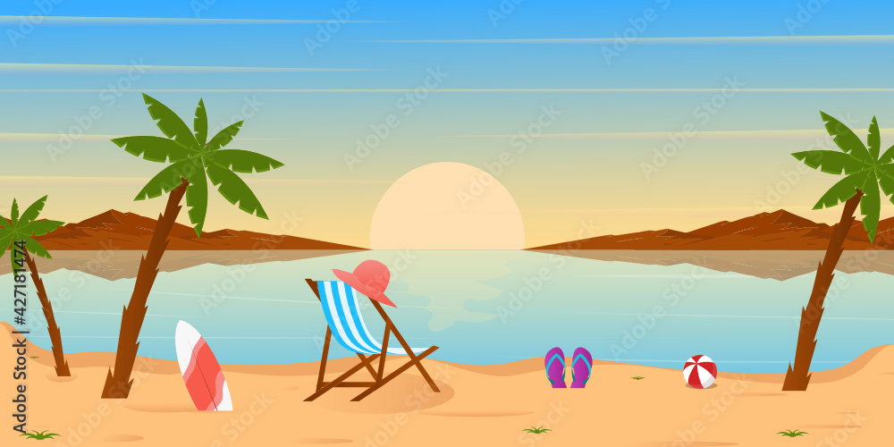 
Download this beach background with premium offer, flat landscape of a summer season 

