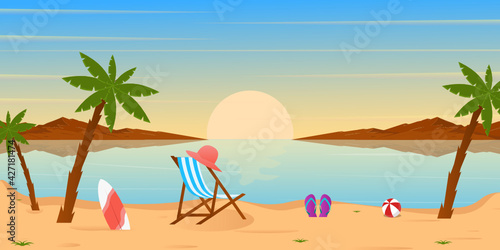  Download this beach background with premium offer  flat landscape of a summer season   
