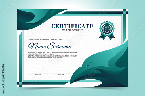 Modern certificate template with abstract eagle head illustrations