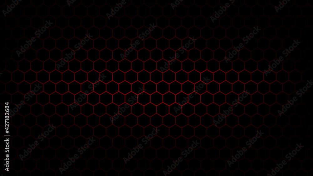 Dark Black Hexagon Background with Red Flash Light. Vector illustration Dark Black Hexagon Background with Red Flash Light. Vector illustration
