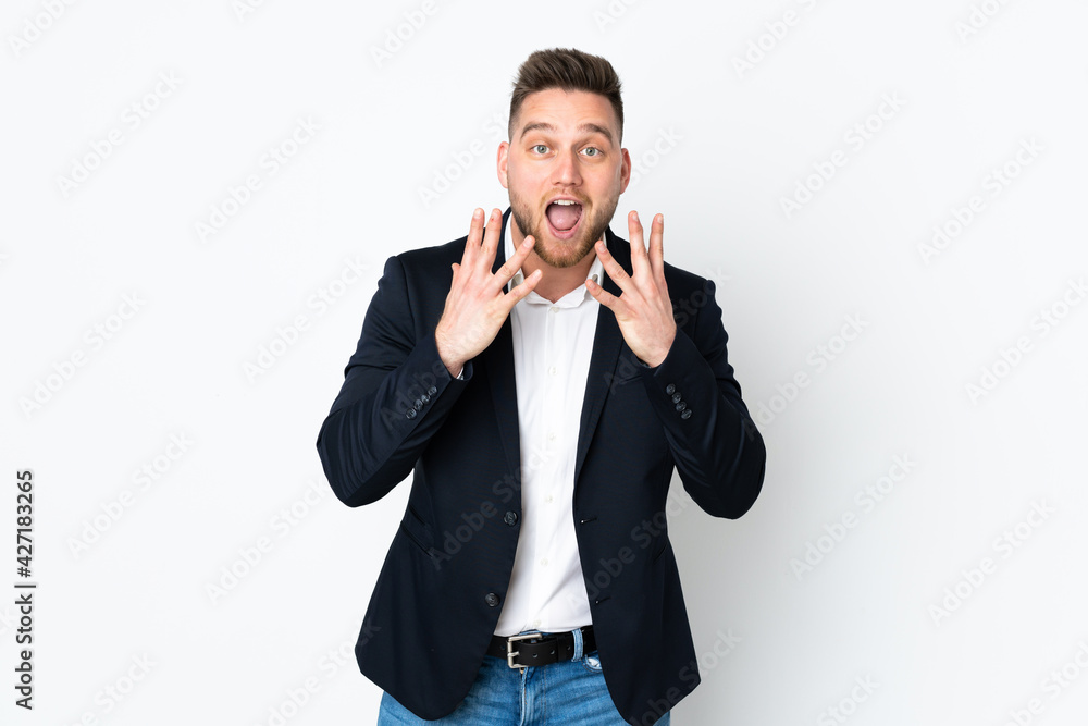 Young Russian business man isolated on white background with surprise facial expression Young Russian business man isolated on white background with surprise facial expression
