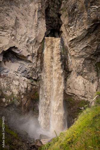 Waterfall in the mountains of the North Caucasus