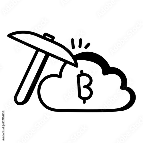 
Well designed doodle icon of cloud mining 

