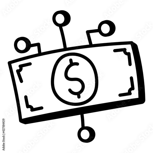 
Download this premium hand drawn icon of digital money 

