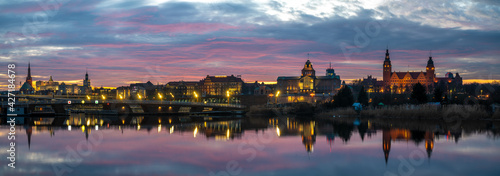 Evening panorama of Szczecin in Poland