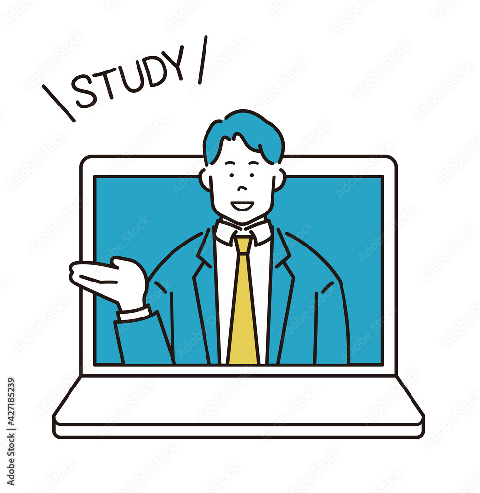 人物　オンライン授業　リモート　笑顔