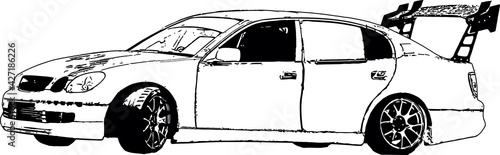 Vector image of tuned racing cars for street racing and drift