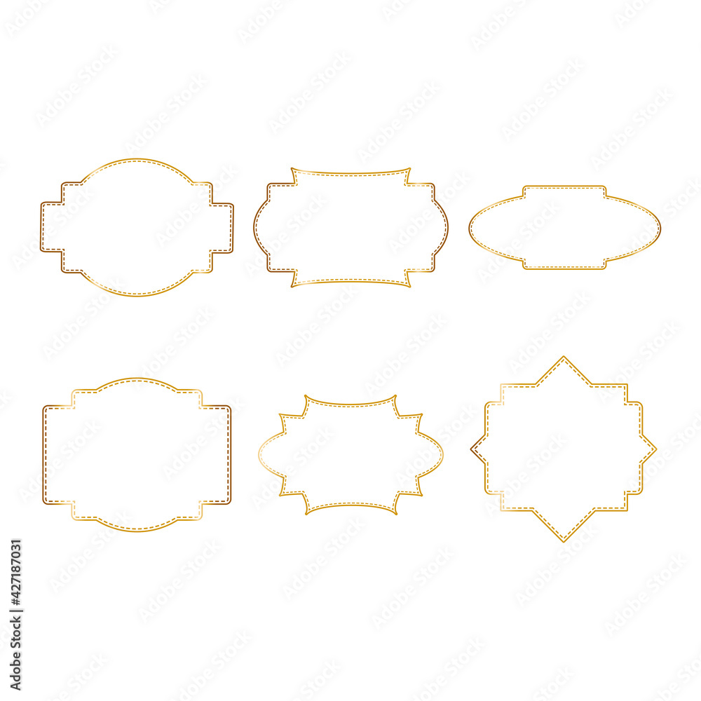 Abstract gold art banner, poster, greeting card. Trendy retro vector ornament template. Vintage golden frame set, great design for any purposes.