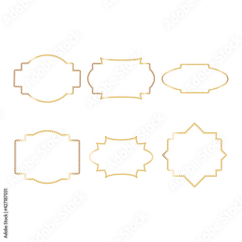 Abstract gold art banner, poster, greeting card. Trendy retro vector ornament template. Vintage golden frame set, great design for any purposes.
