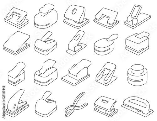 Stapler vector outline set icon. Vector illustration puncher on white background. Isolated outline set icon stapler.