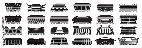 Sport arena vector illustration on white background. Isolated black set icon stadium. Vector black set icon sport arena.