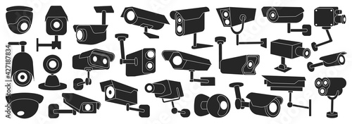 Video camera vector black set icon. Vector illustration control of surveillance on white background . Isolated black set icon video camera.