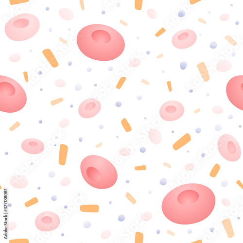 Seamless pattern of blood cells in plasma