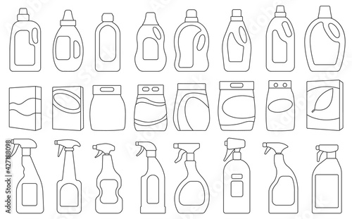 Detergent vector illustration on white background. Isolated outline set icon soap powder. Vector outline set icon detergent.