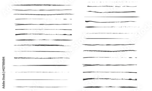 Set of artistic pen brushes.Doodles, ink brushes.Set of vector grunge brushes. Collection of strokes of markers. Set of wavy horizontal lines