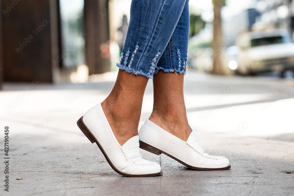 White leather loafers shoes women’s fashion White leather loafers shoes women’s fashion