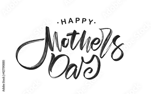 Handwritten brush lettering of Happy Mother's Day on white background.