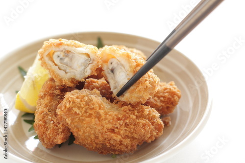 Japanese style fried breadcrumbs and oysters 