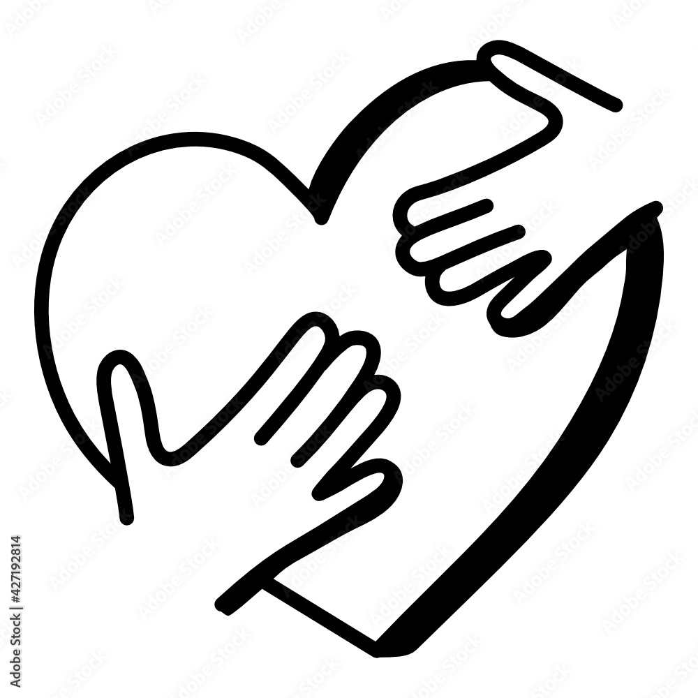 Hugging the heart, concept of love yourself icon
Hugging the heart, concept of love yourself icon