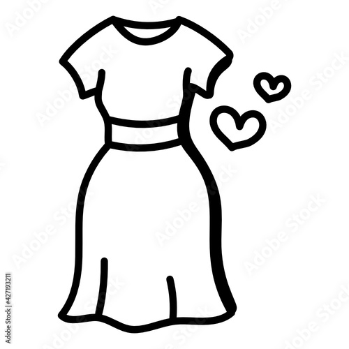 
A beautiful party dress icon, doodle design of frock 

