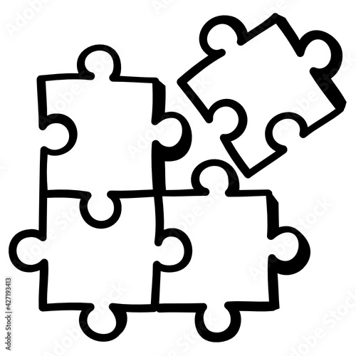 
Very well designed doodle icon of autism awareness puzzle 

