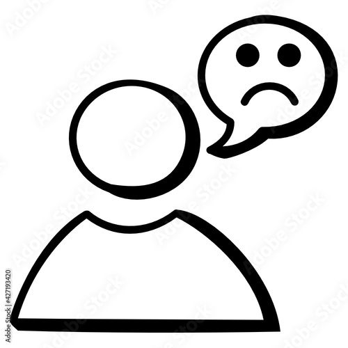 
Very well designed doodle icon of sad person 

