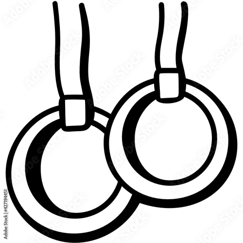 
Grab this amazing fitness related doodle icon of gymnastic rings 

