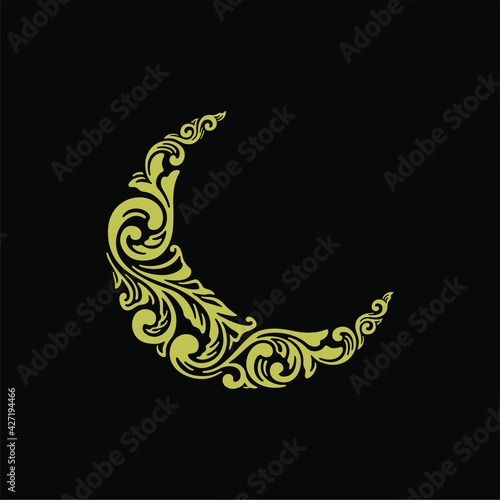 Canvas-taulu crescent moon with a floral shape