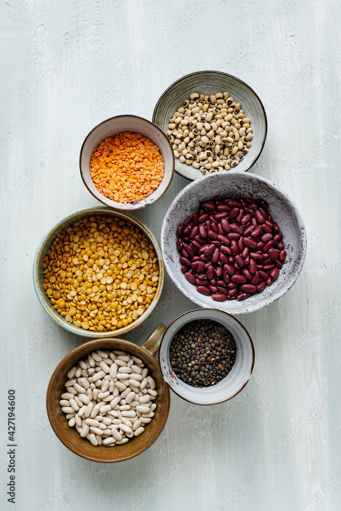 Lentils and beans flat lay food photography Lentils and beans flat lay food photography