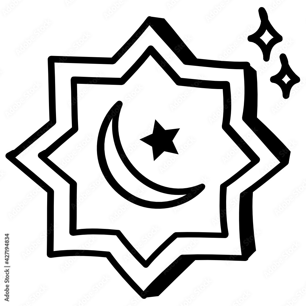 An editable icon of ramadan badge in doodle design
An editable icon of ramadan badge in doodle design
