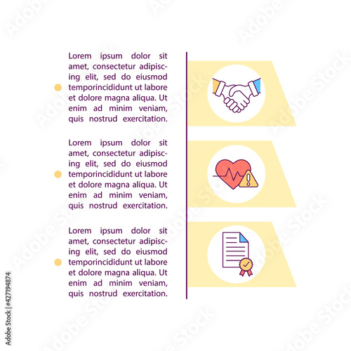Informed consent concept line icons with text. PPT page vector template with copy space. Brochure, magazine, newsletter design element. Healthcare intervention permission linear illustrations on white