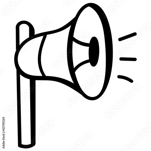 
A loudspeaker icon for announcement, doodle icon

