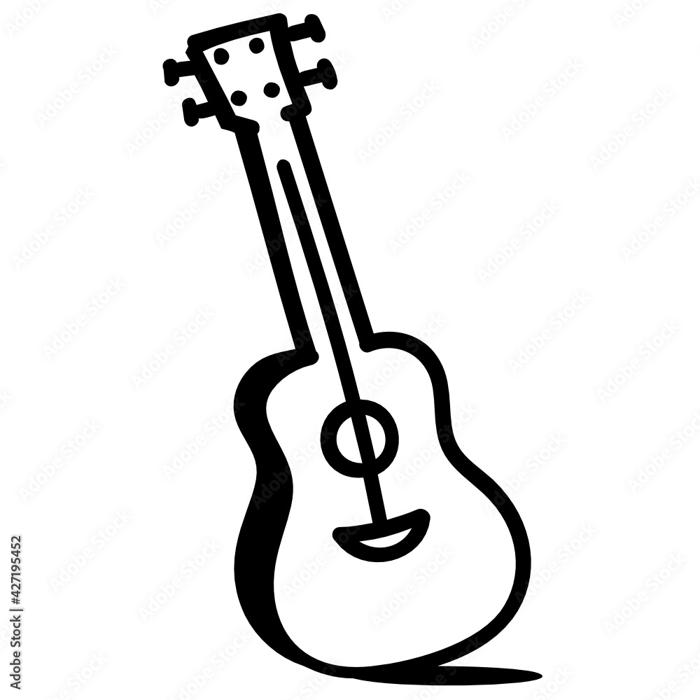 
A string music instrument icon, doodle design of guitar 

