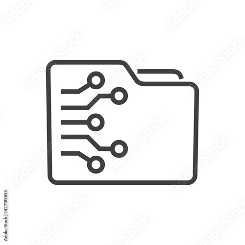 Icono carpeta con circuito digital con lineas de color gris