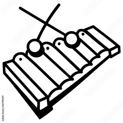 
A percussion music instrument icon, hand drawn design of marimba 

