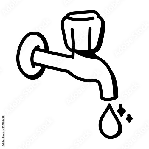 
Faucet icon in a doodle style design 

