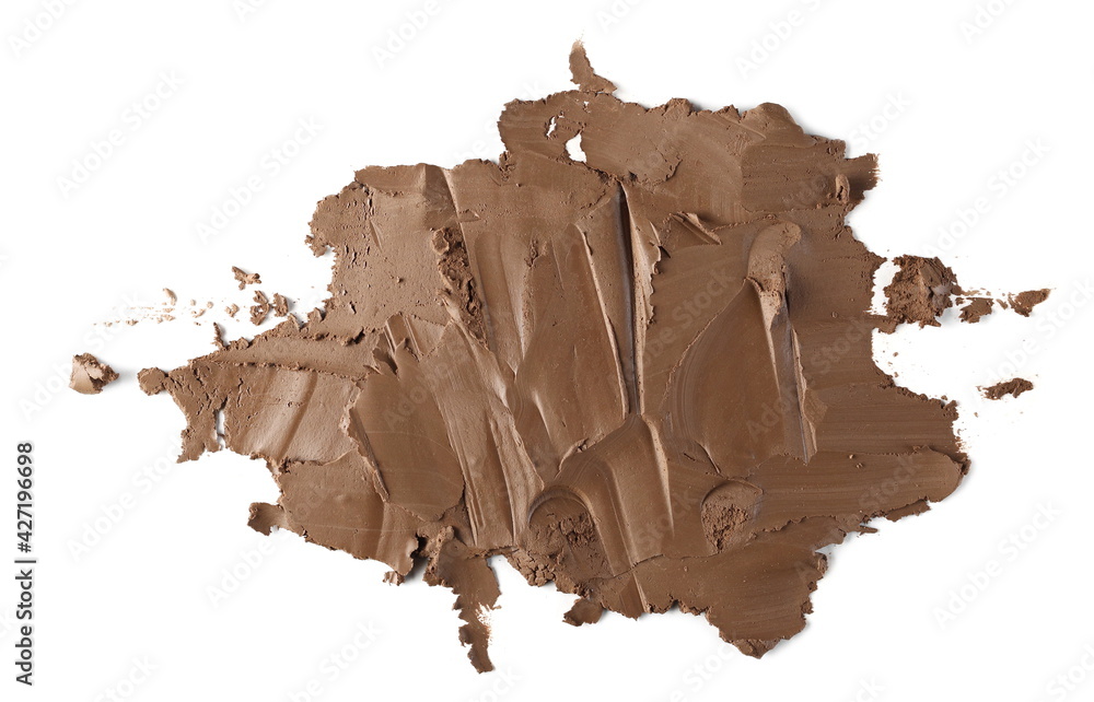Brown modelling clay splatter, isolated on white background, top view Brown modelling clay splatter, isolated on white background, top view