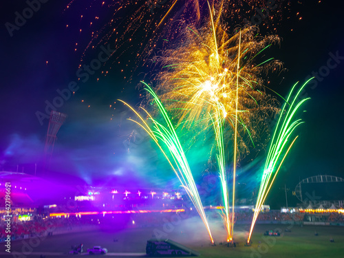 Photography light glowing colours of Easter Show with a camera Slow Shutter movement produci