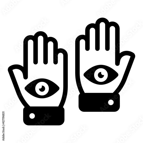 
Icon of palm reading in modern glyph design 

