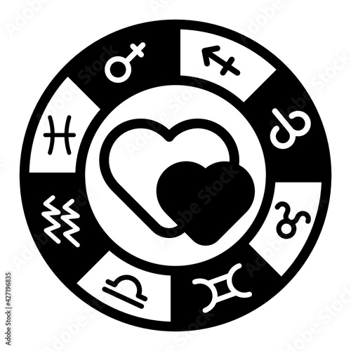 
A trendy glyph icon of a zodiac love

