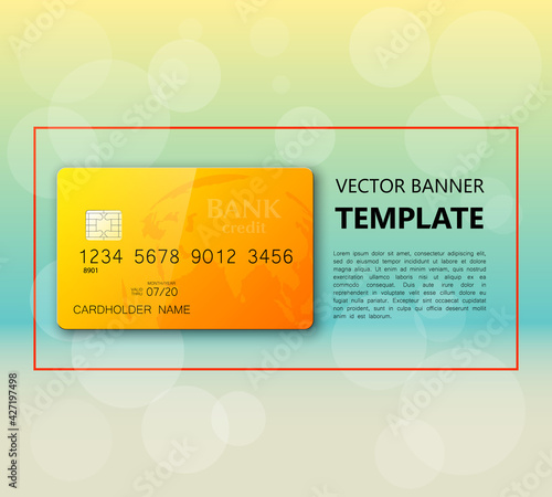 Special business bank banner. Credit bank card banner. Abstract advertising background plastic card icon. Advertising discount poster. online banking tag flyer, Promotional internet shopping brochure