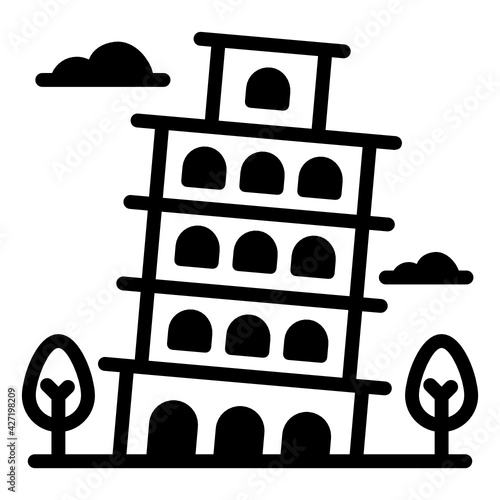
A tower of pisa, leaning tower solid icon

