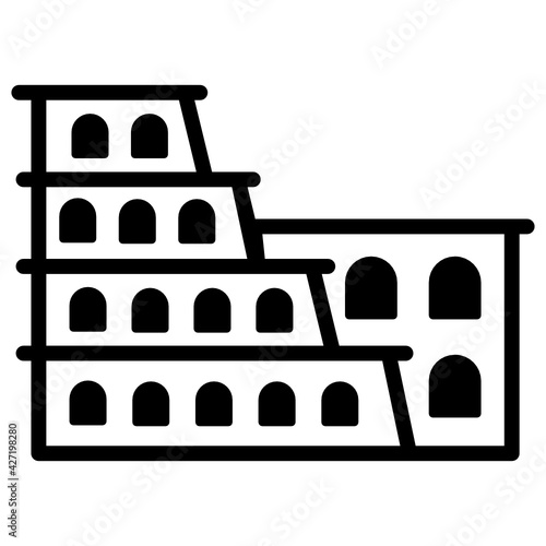 
A roman architecture, colosseum rome solid icon download

