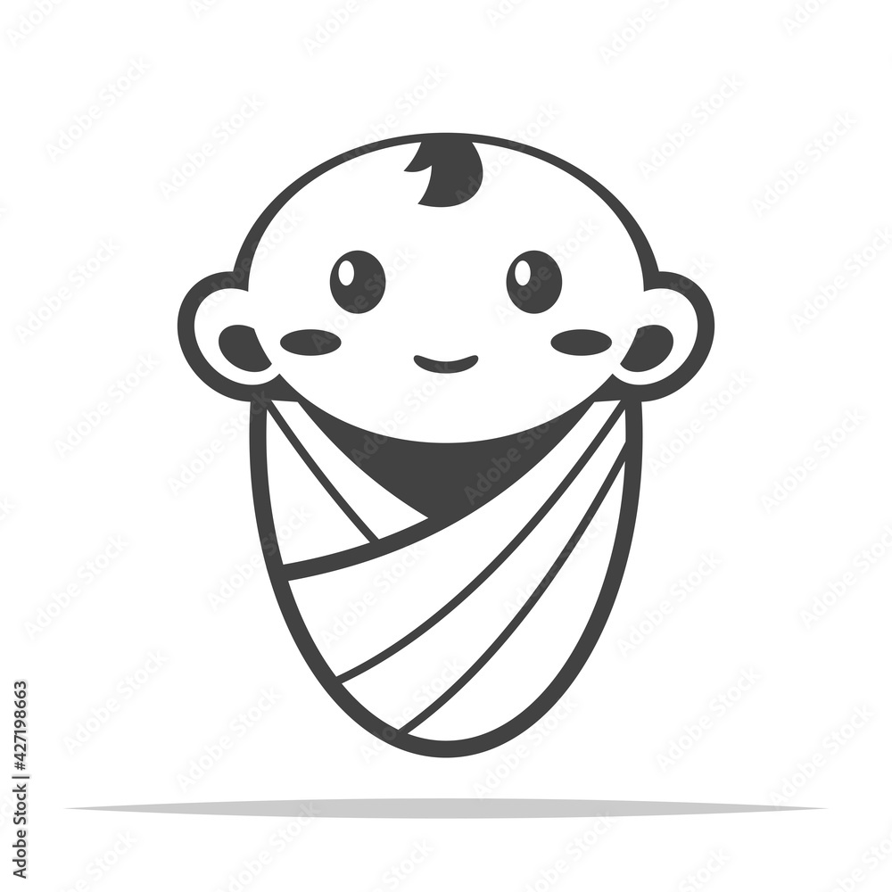 Fototapeta premium Newborn baby transparent icon vector isolated