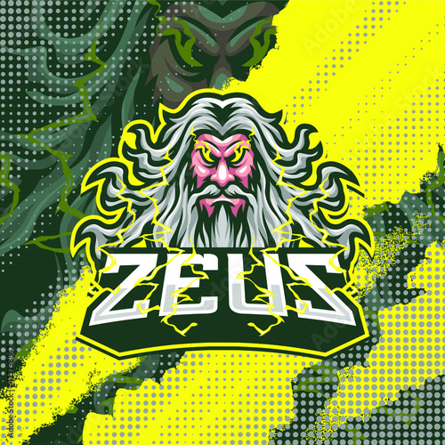 Zeus mascot logo design illustration