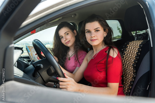 two female friend enjoy summer trip © RomanR