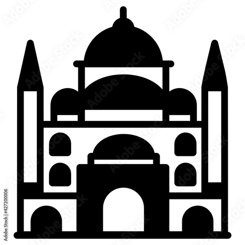 
An islamic cairo or historic cairo, an important muslims building in glyph icon

