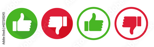 Thumb up and thumb down flat icon. Vector illustration